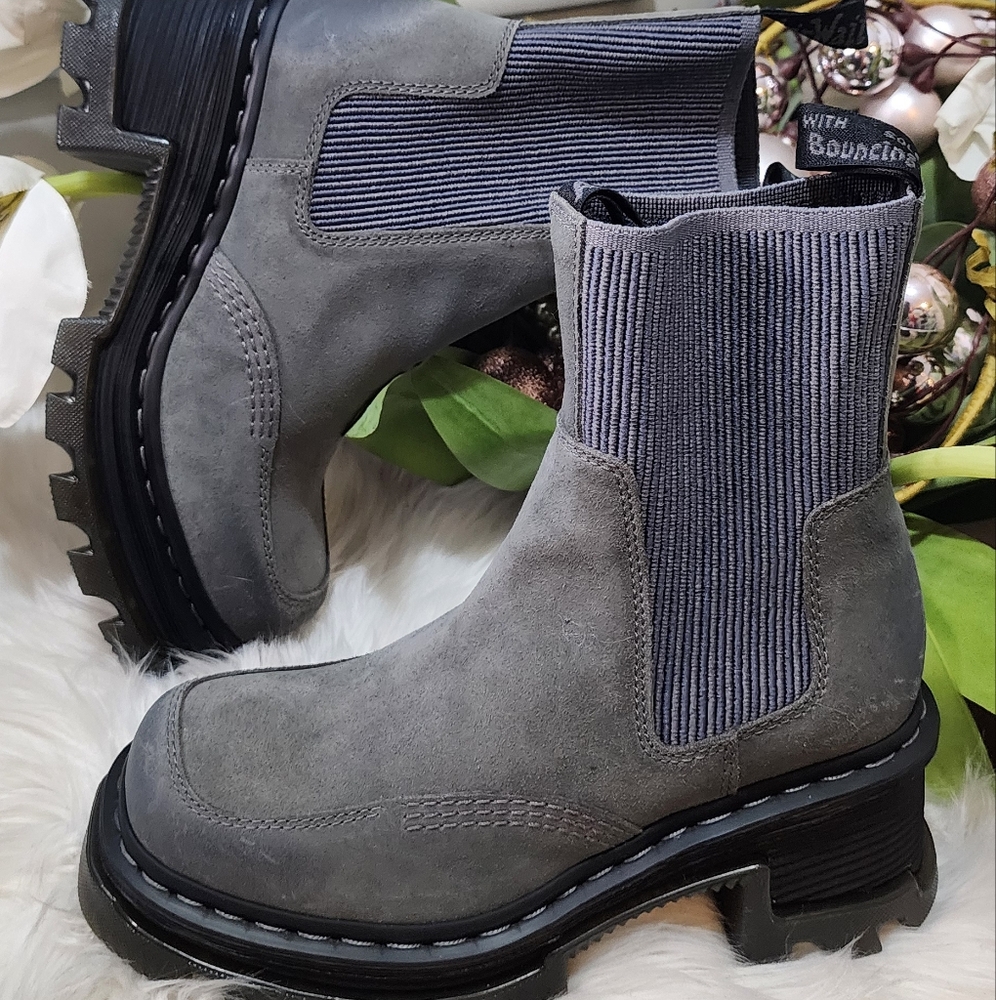 Dr Martens Gunmetal Corran Chelsea Waxy Suede Heeled womwns Boots  new
